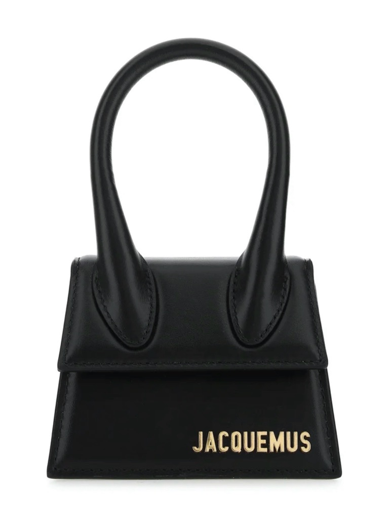 Jacquemus Black Mini Leather Top-Handle Bag With Gold Logo